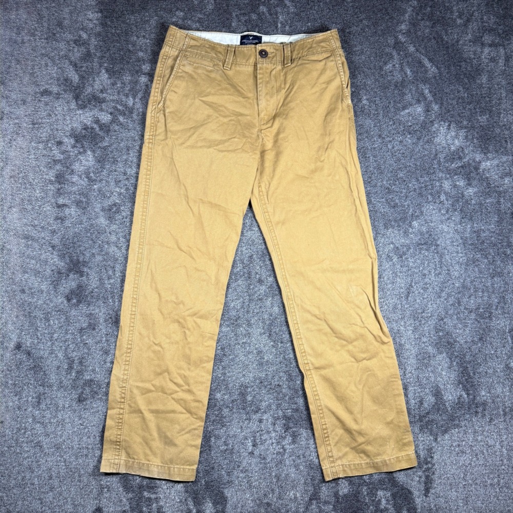 American Eagle Relaxed Straight Chino Pants Mens 30x32 Khaki Tan Cotton